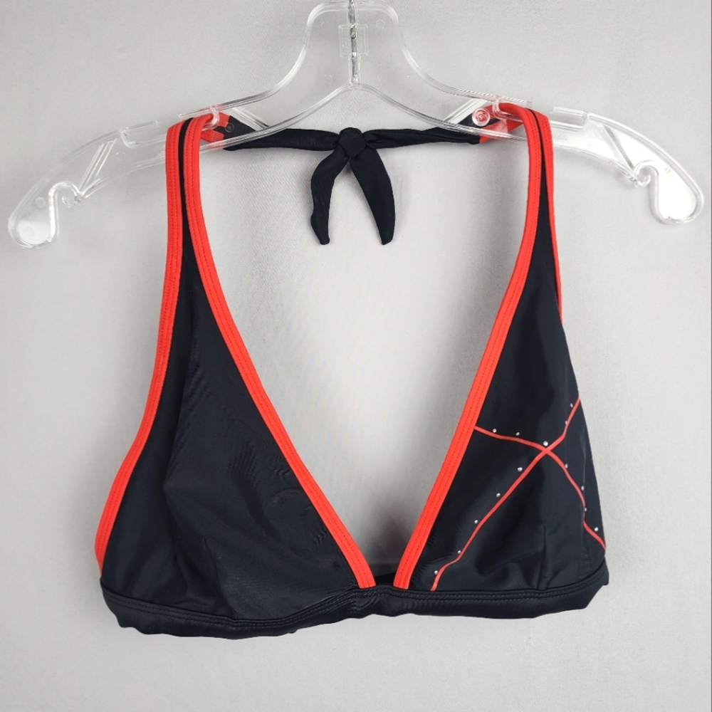 Free Gottex Swimsuit Top - Bikini Halter Black Orange Embellished Sz 14